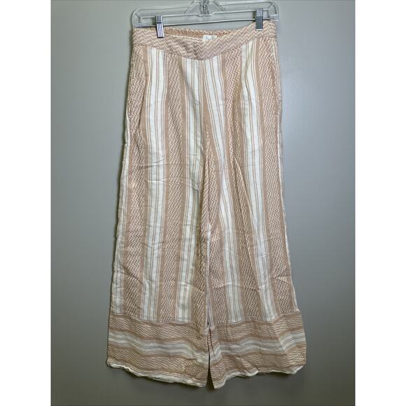 Tigerlily Okimi Rudy Wide Leg Pants Women's 8 Nougat Beige Boho - Picture 1 of 8